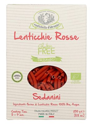 Makaron Rustichella Sedanini Gluten Free Lenticchie Rosse 250g